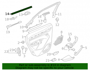Glass seal inside rear right door Audi Q3 8U 15-18
