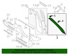 Front pillar trim right Porsche Cayenne 958 11-14 alcant black