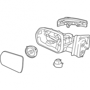 Right side mirror assembly Ford Edge 19-24, 7 pins, black, BSM, heated