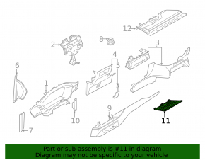 Ford Escape MK4 20-24 black small center lower dash trim