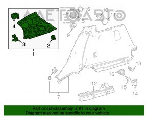 Upper left rear pillar trim Mercedes GLA 15-20 grey