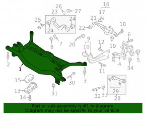 Subframe rear VW Passat b8 16-19 USA rusty
