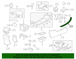 Honda Accord 13-17 center console trim, upper left, gray, scratches