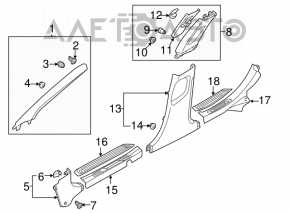 Door sill outer front left Hyundai Azera 12-17 brown, worn