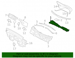 Windscreen wiper grille plastic Audi Q5 8R 09-17 HYBRID, bottom, crack