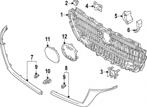 Right radiator grille molding for Mazda CX-90 24-26, gloss black