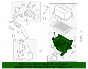 Lower air filter housing cover Kia Soul 20-25 1.6, 2.0