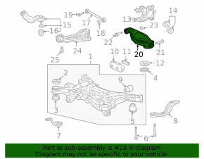 Lower control arm for rear left spring, Acura RDX 13-18 4WD