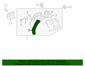 Lower reinforcement for the left wing apron of a Toyota Rav4 19-25