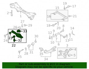 Lower control arm under the rear right spring, Hyundai Sonata 11-15