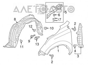 Front left wing Honda CRV 17-22 bent corner
