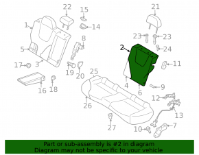 Left rear seat backrest for Subaru Forester 17-18 SJ, gray cloth, needs cleaning, scratch