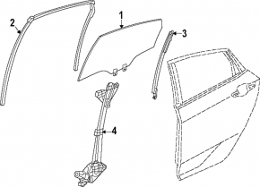 Rear right window lifter with motor for Honda Civic XI FE/FL 22-26