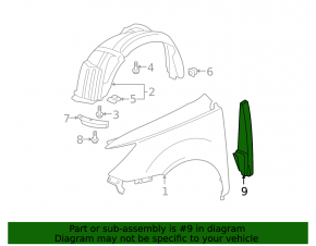 Left door-wing seal for Acura MDX 2013