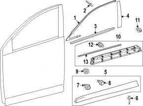 Upper front left door molding for Lexus RX350 RX350h RX450h+ RX500h 23-26 chrome