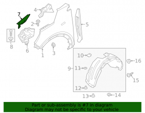Seal wing hood-wing left Kia Sorento 16-20