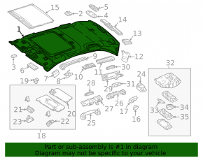 Mercedes W213 E 17-20 roof lining for sunroof, black