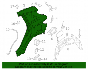Quarter wing rear left Infiniti QX50 19-20 graphite