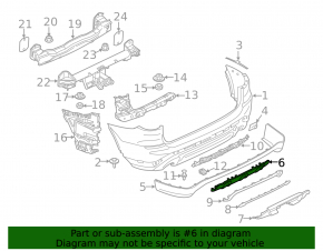 Lower trim of rear bumper BMW X3 G01 18-21 gray, without towbar, under chrome molding
