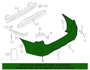 Rear bumper bare Subaru Outback 15-19