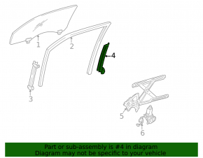 Front left door glass guide Lexus GS300 GS350 GS430 GS450h 06-11 rear