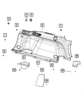 Left arch trim trim for Jeep Grand Cherokee WL 21-25 front, black, worn
