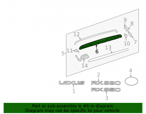 Trunk Door Molding Lexus RX300 RX330 RX350 RX400h 04-09