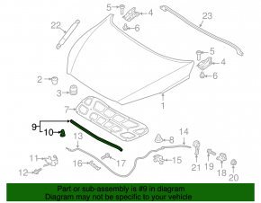 Front hood seal Kia Sorento 16-20