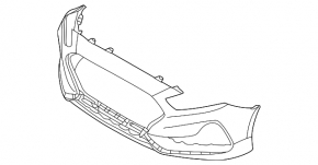 Front bumper bare Hyundai Sonata 18-19 without parking sensors, with towing hook