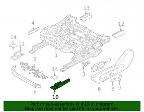 Front left passenger seat runner trim for Ford Fusion mk5 17-20 black, with plug, structure