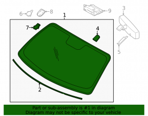 Ford Mustang mk6 18-23 windshield with rain sensor, camera and heated camera, sand, air along the edge