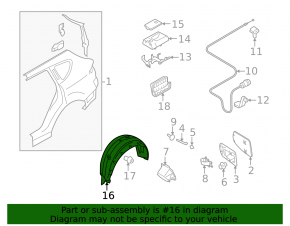 Subaru B10 Tribeca rear left fender liner