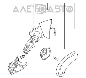 Left side mirror assembly for VW Tiguan 09-18, turn signal, heated