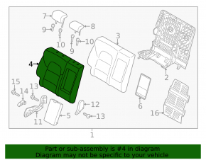 Rear row of seats, upper part, right, Kia Sportage 17-22, black cloth, LX