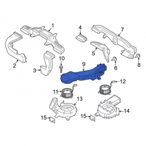 Air duct for right battery cooling fan Ford Fusion mk5 13-20 plug-in, with actuator