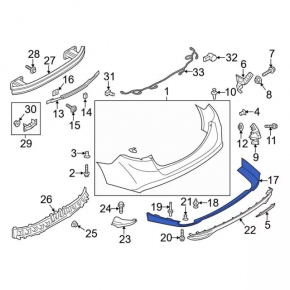 Rear bumper lip Ford Fusion mk5 13-18 for 1 pipe, structure, scratch