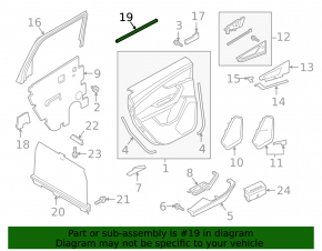 Glass seal inside rear left door Audi Q7 16-