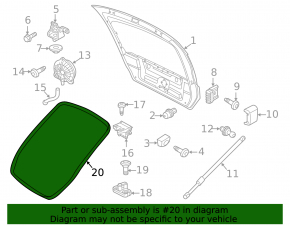 Rubber seal for the trunk door of a VW Beetle 12-19