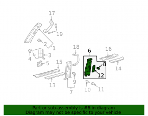Left center pillar trim, upper belt, Lexus GX470 03-09, gray