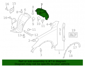 Front right rear fender liner for Infiniti QX50 2014-2017