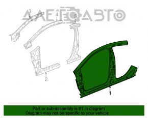 Body threshold metal with front pillar left Chrysler 200 15-17
