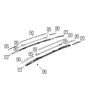Roof trim right Chrysler Pacifica 17- rear under railing