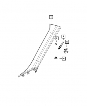 Jeep Grand Cherokee WL 21-23 gray front pillar trim, upper left
