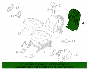 Infiniti QX50 19-25 rear passenger seat backrest trim, black