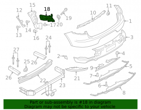 Rear bumper mount under the right light Porsche Macan 15-