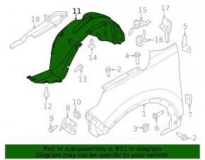 Front left fender liner for Ford Explorer 16-19 rest.