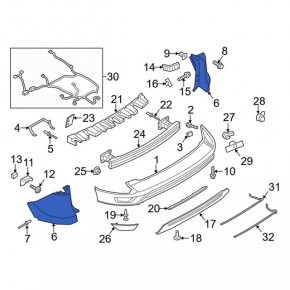 Left rear bumper, bare, Ford Escape MK3 2017-2019, graphite