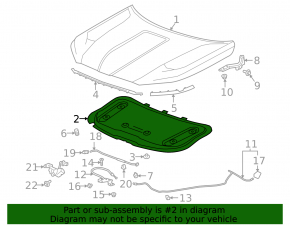 GMC Terrain 18 Hood Insulation - Torn