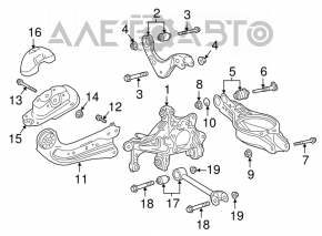 Lower control arm under the rear right spring Toyota Camry v70 18-24 FWD silent block for replacement, rusty