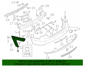 Rear bumper mount, left outer, Audi A6 C7 12-15 pre-restyling